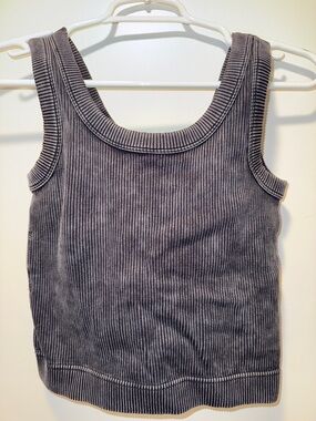 Zenana Outfitters Brami Grey Ribbed Scoop Tank